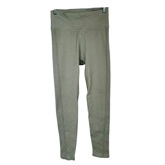 Aerie Offline Big Chill Seamless 7/8 Braided Ribbed Leggings Sz M Light Gray - Picture 3 of 10